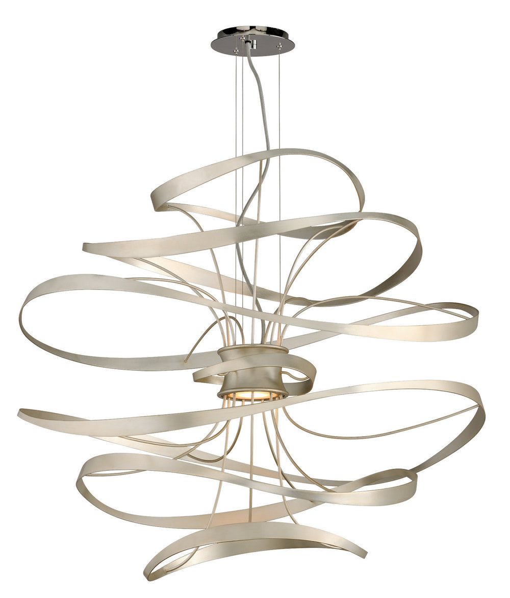 Corbett Lighting Canada - LED Chandelier - Calligraphy - Silver Leaf Polished Stainless- Union Lighting Luminaires Decor