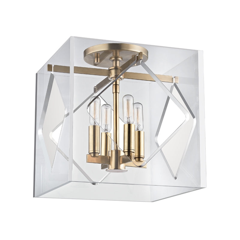 Hudson Valley Canada - Four Light Semi Flush Mount - Travis - Aged Brass- Union Lighting Luminaires Decor