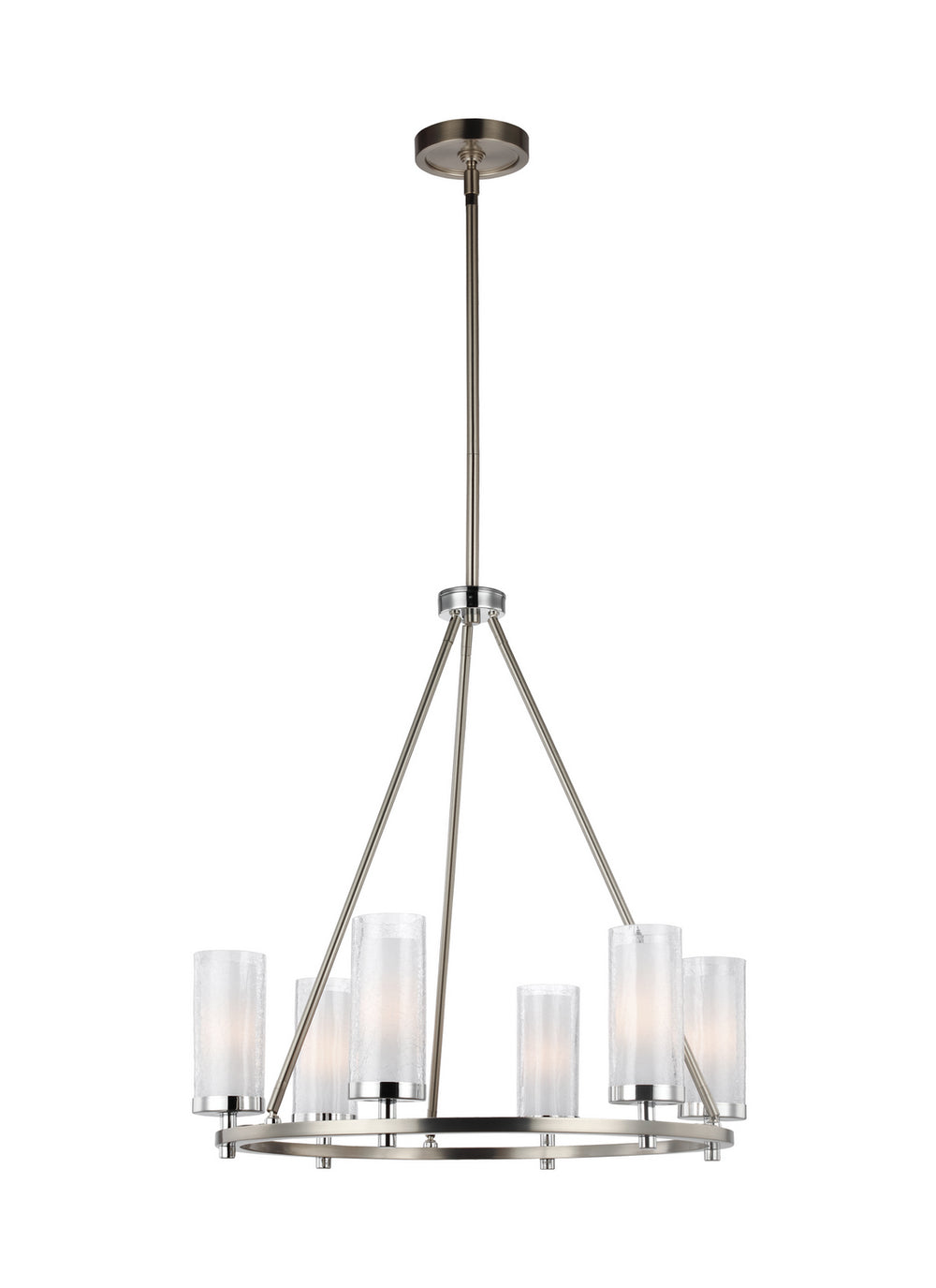 Generation Lighting Canada. - Six Light Chandelier - Jonah - Satin Nickel / Chrome- Union Lighting Luminaires Decor