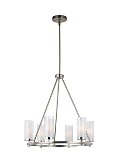 Generation Lighting Canada. - Six Light Chandelier - Jonah - Satin Nickel / Chrome- Union Lighting Luminaires Decor