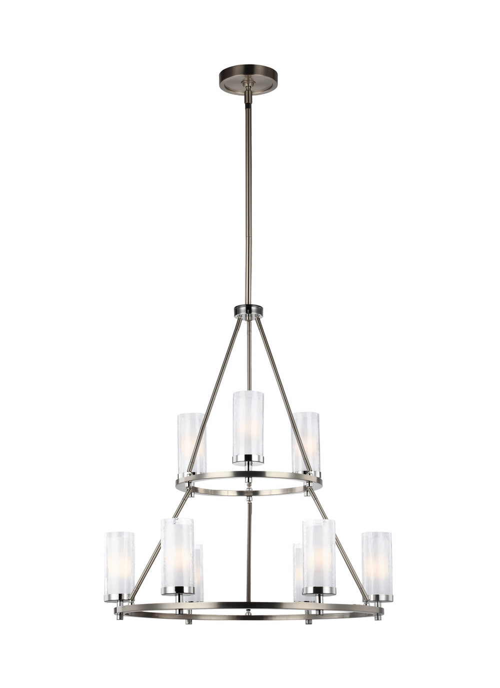 Generation Lighting Canada. - Nine Light Chandelier - Jonah - Satin Nickel / Chrome- Union Lighting Luminaires Decor