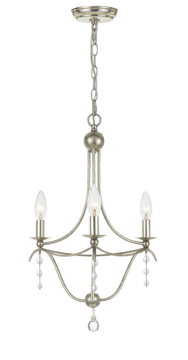 Crystorama - Three Light Mini Chandelier - Metro - Antique Silver- Union Lighting Luminaires Decor