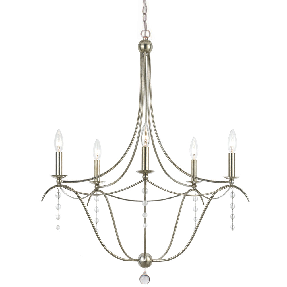Crystorama - Five Light Chandelier - Metro - Antique Silver- Union Lighting Luminaires Decor