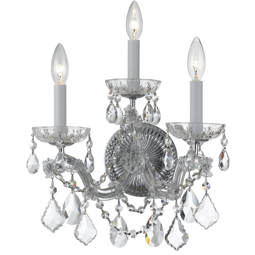 Crystorama - Three Light Wall Sconce - Maria Theresa - Polished Chrome- Union Lighting Luminaires Decor