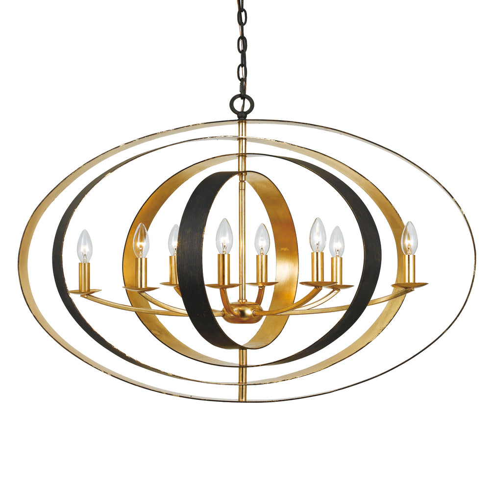 Crystorama - Eight Light Chandelier - Luna - English Bronze + Antique Gold- Union Lighting Luminaires Decor