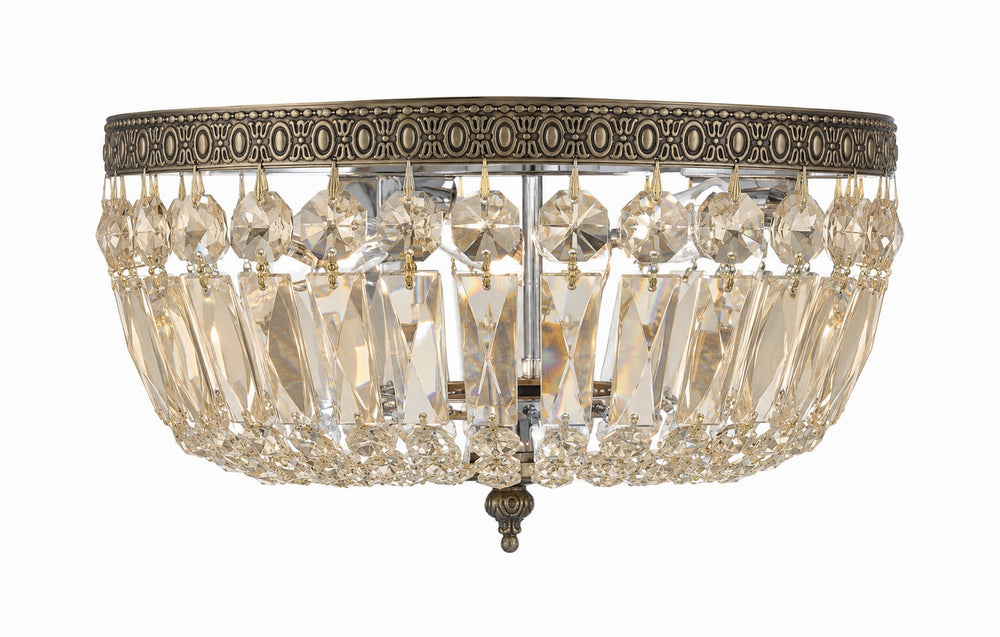 Crystorama - Three Light Flush Mount - Waltham - Olde Brass- Union Lighting Luminaires Decor