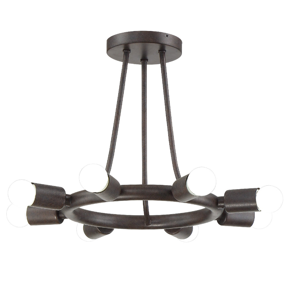 Crystorama - Eight Light Semi Flush Mount - Dakota - Charcoal Bronze- Union Lighting Luminaires Decor