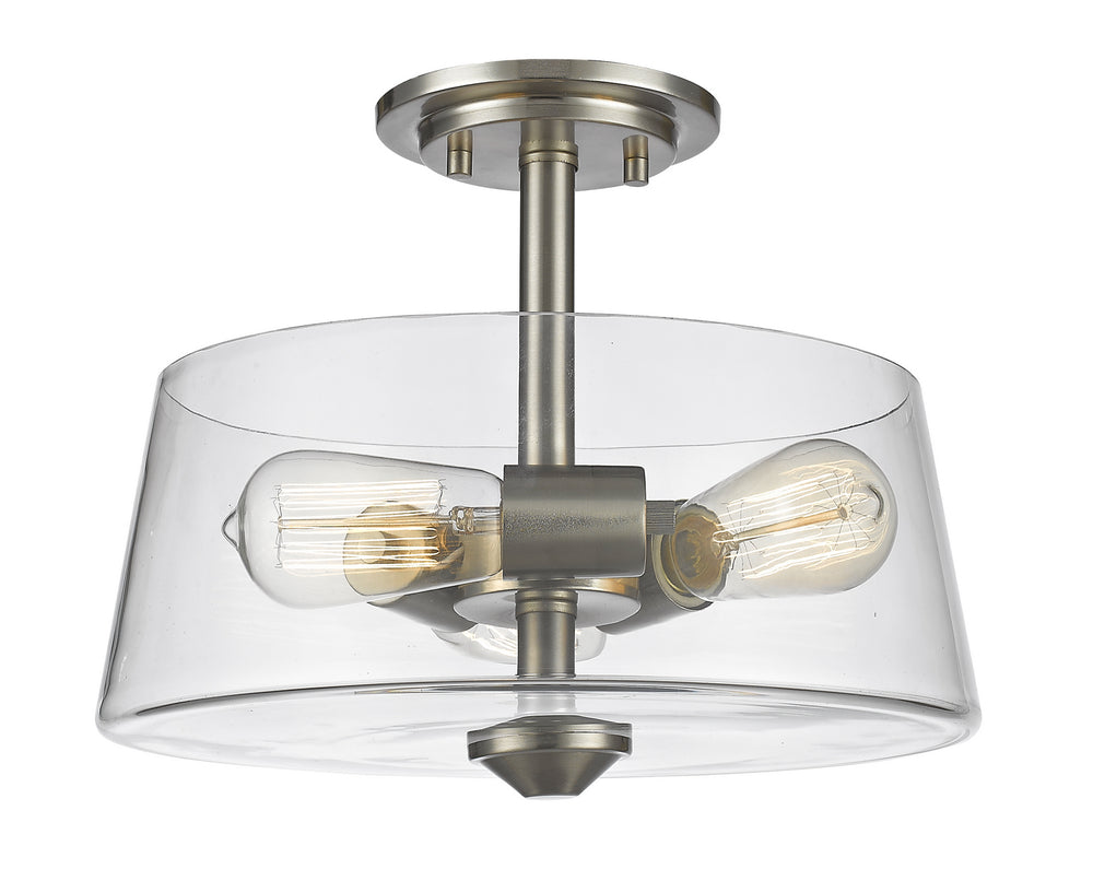 Z-Lite Canada - Three Light Semi Flush Mount - Annora - Brushed Nickel- Union Lighting Luminaires Decor