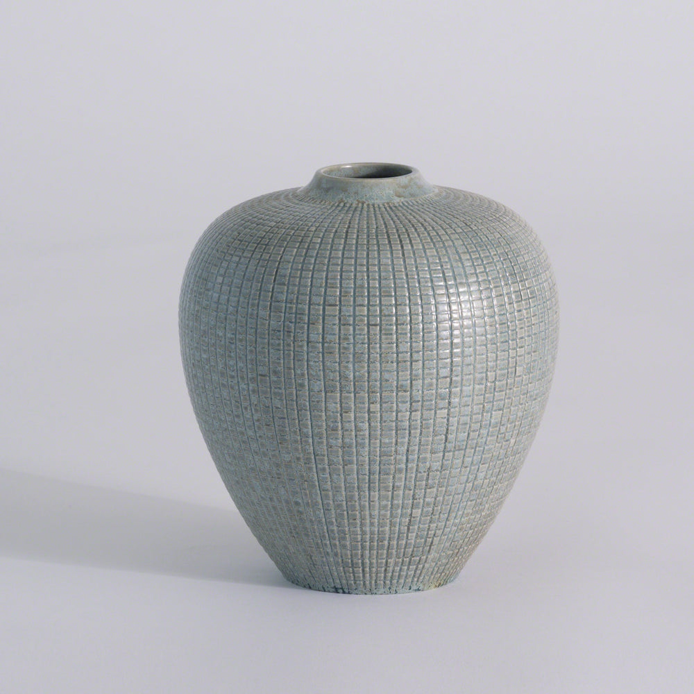 Mini Check Bulbous Vases Reactive Silver Blue
