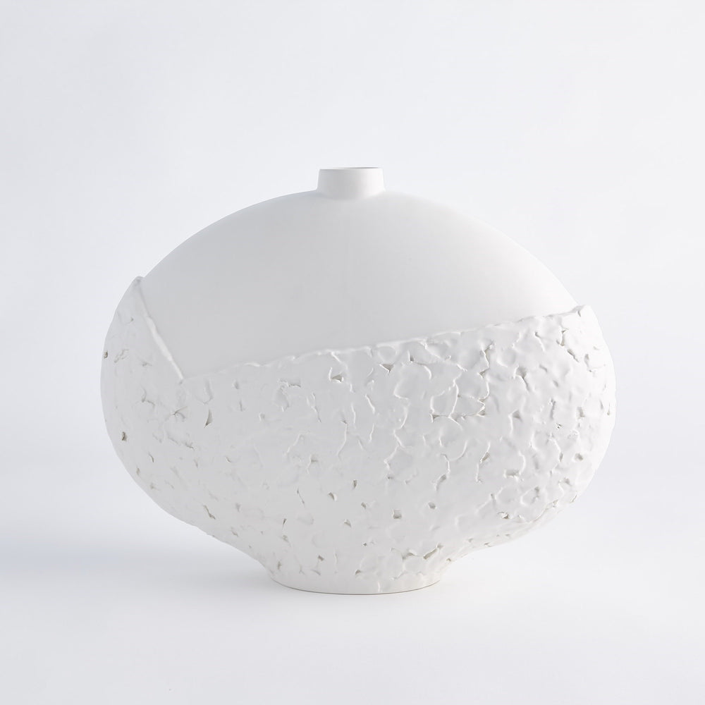 Asymmetrical Stipple Bowl and Vases Matte White