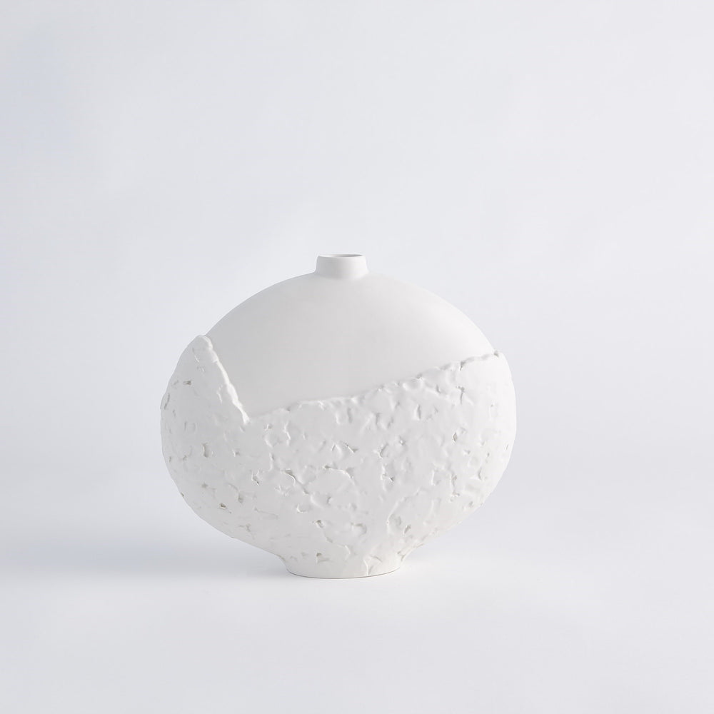 Asymmetrical Stipple Bowl and Vases Matte White