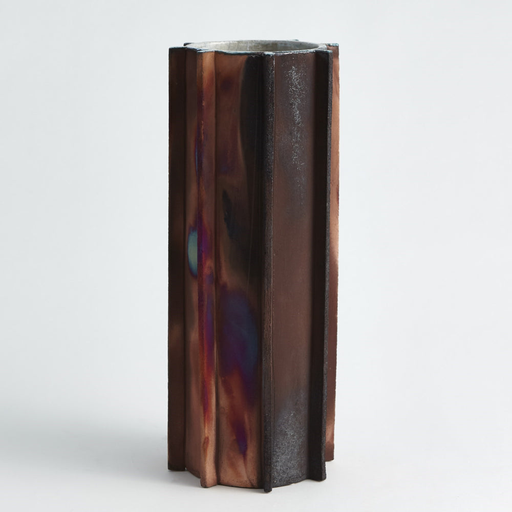 Ribbed Raku Vases