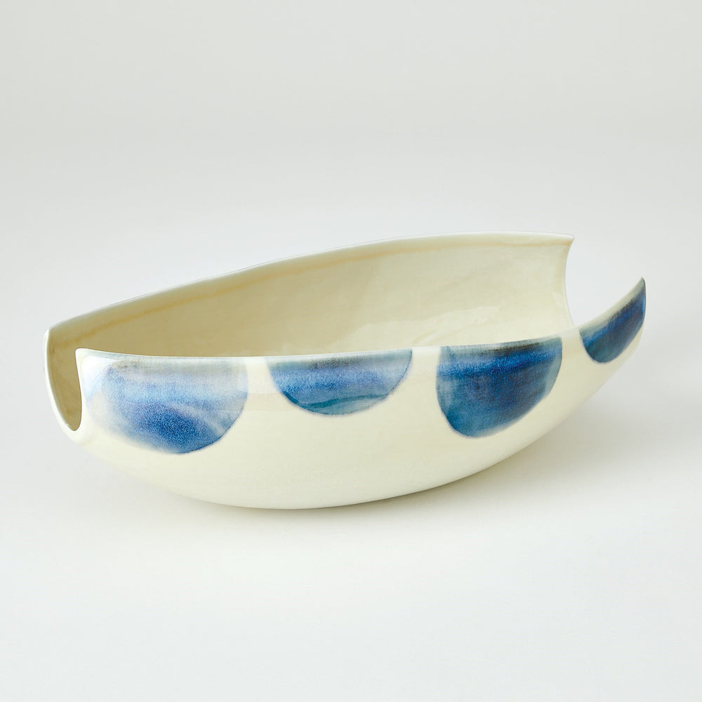 Taches vases et bol blanc avec des taches bleues