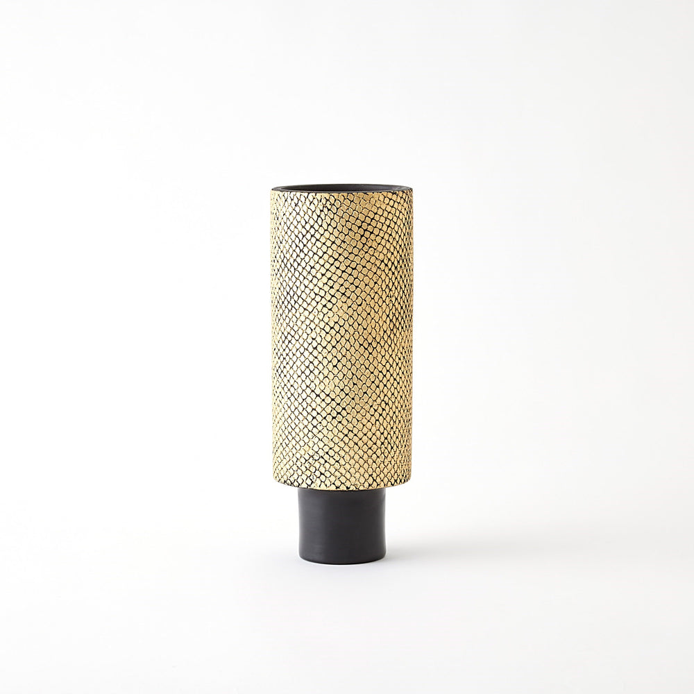 Java Footed Vases Matte Black/Gold Metallic