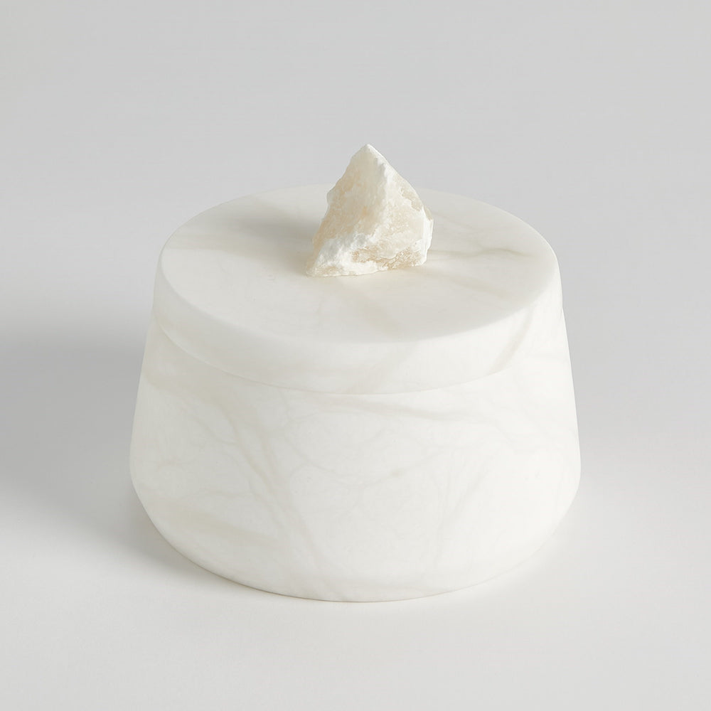 Alabaster Tapered Round Boxes and Tray White
