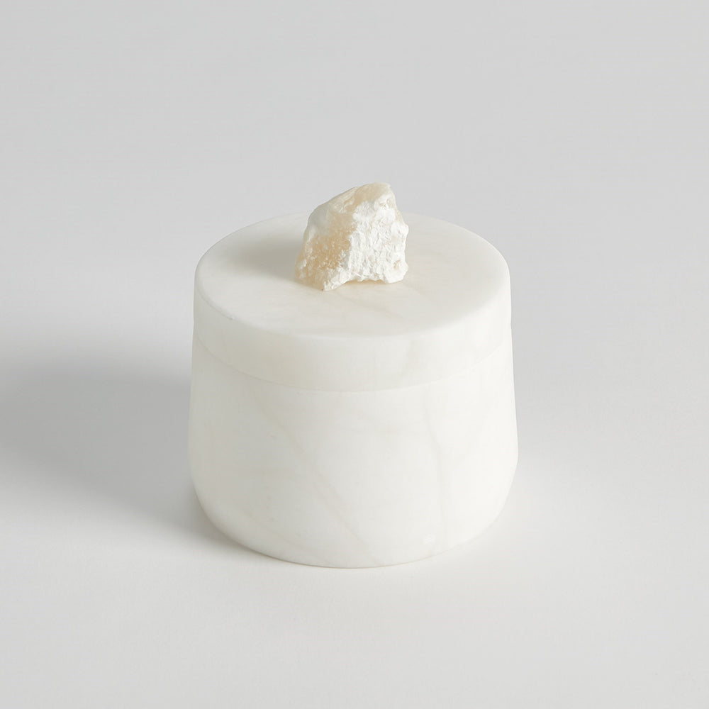 Alabaster Tapered Round Boxes and Tray White