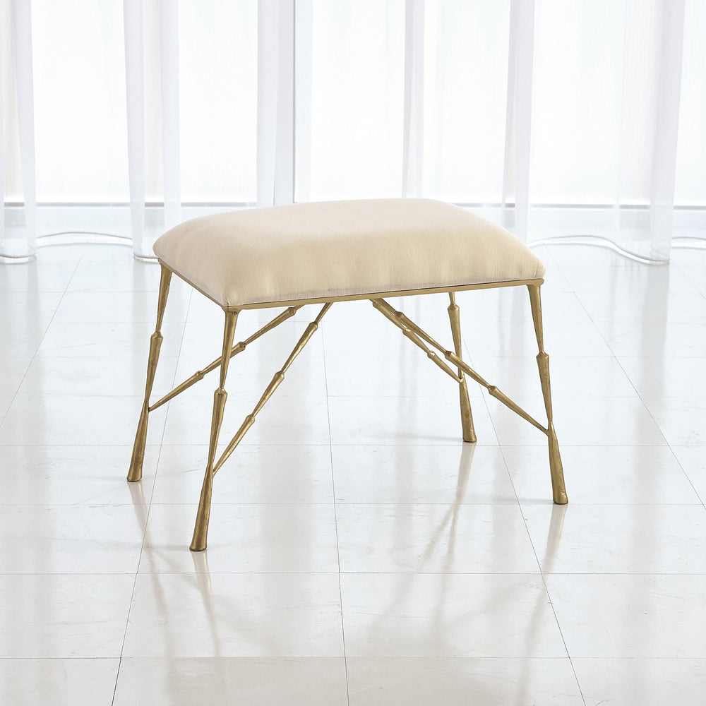 Banc de pointe avec coussin en mousseline en laiton