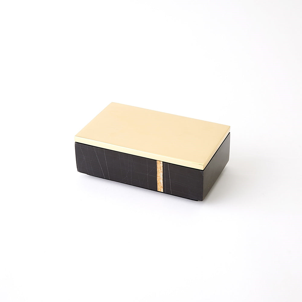 Cosmopolitan Collection Boxes and Tray Polished Brass/Black Marble