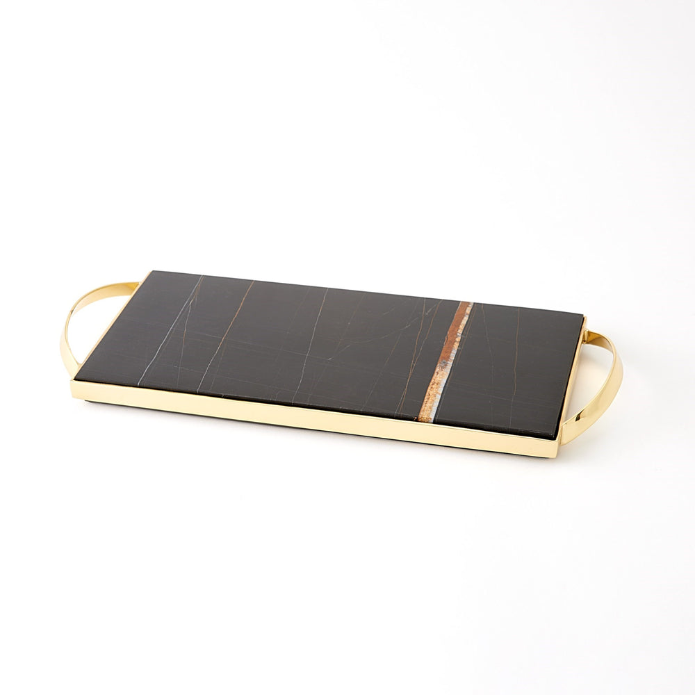 Cosmopolitan Collection Boxes and Tray Polished Brass/Black Marble