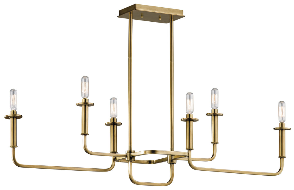 Kichler Canada - Six Light Linear Chandelier - Alden - Natural Brass- Union Lighting Luminaires Decor