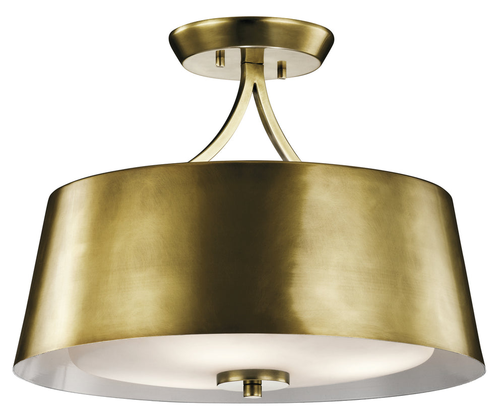 Kichler Canada - Three Light Pendant/Semi Flush - Maclain - Natural Brass- Union Lighting Luminaires Decor