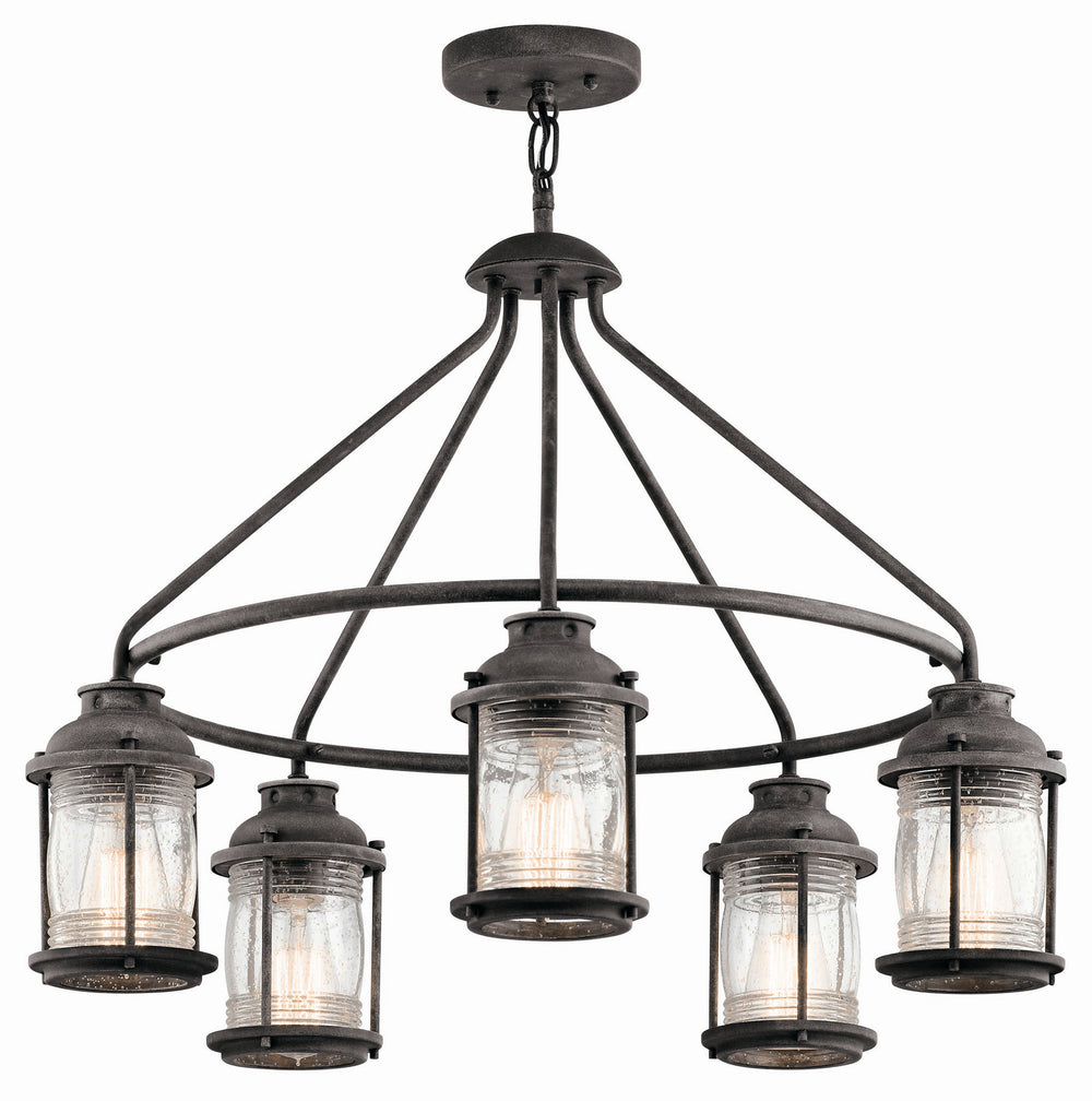 Kichler Canada - Five Light Outdoor Chandelier - Ashland Bay - Weathered Zinc- Union Lighting Luminaires Decor