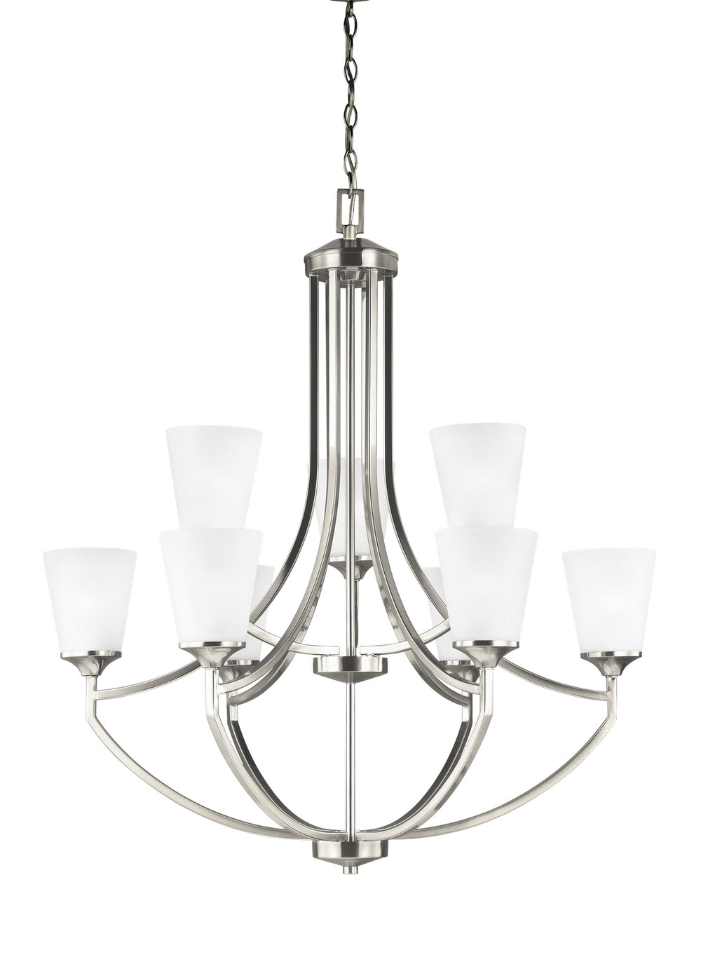 Generation Lighting Canada - Nine Light Chandelier - Hanford - Brushed Nickel- Union Lighting Luminaires Decor