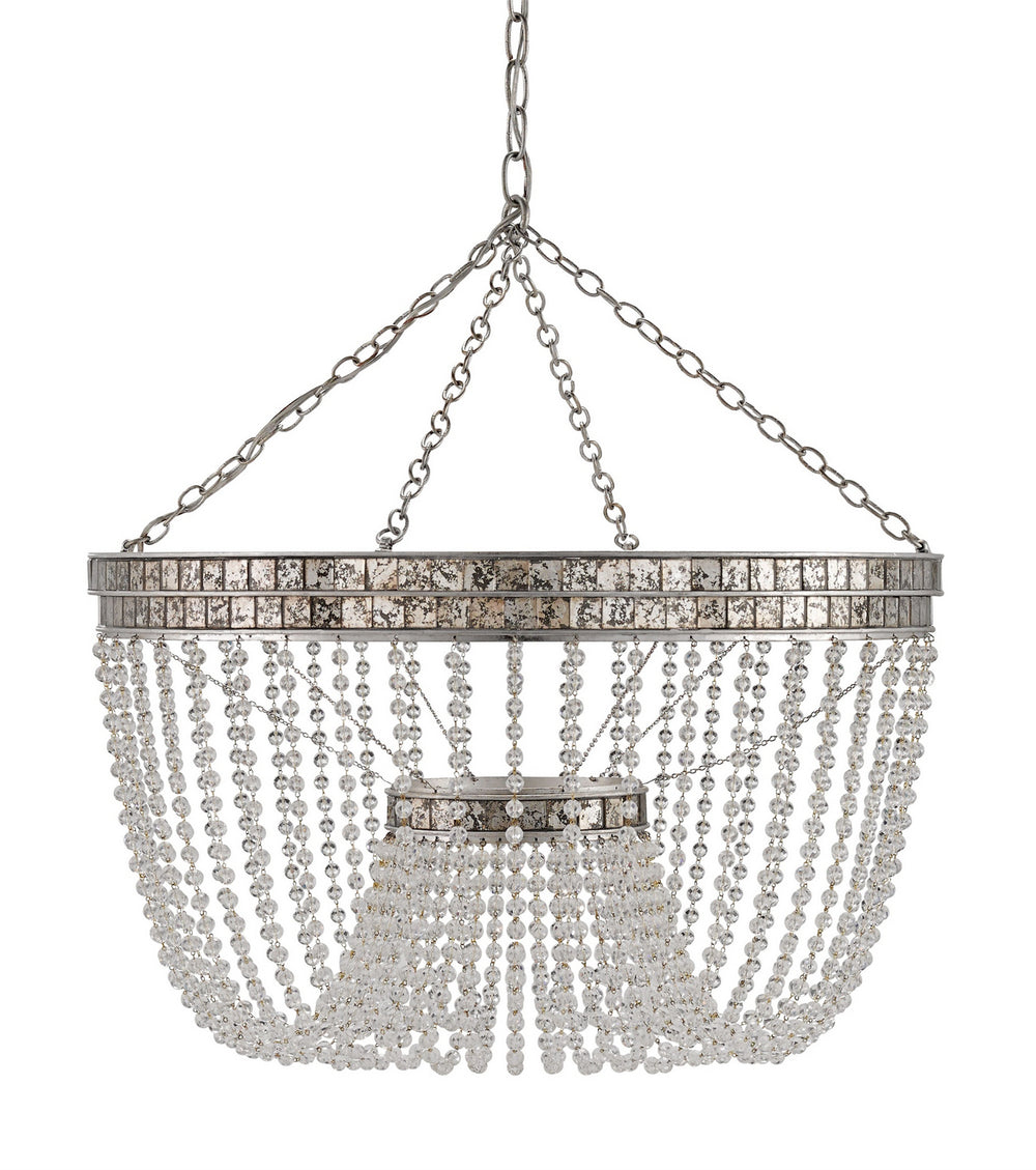 Currey and Company - Eight Light Chandelier - Highbrow - Contemporary Silver Leaf/Distressed Silver Leaf/Clear- Union Lighting Luminaires Decor