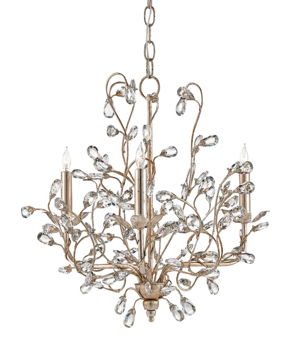 Currey and Company - Three Light Chandelier - Crystal Bud - Silver Granello- Union Lighting Luminaires Decor