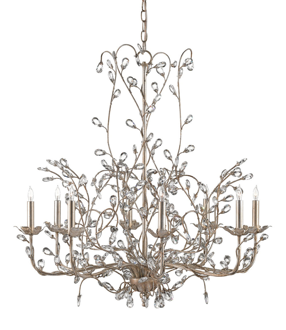 Currey and Company - Eight Light Chandelier - Crystal Bud - Silver Granello- Union Lighting Luminaires Decor