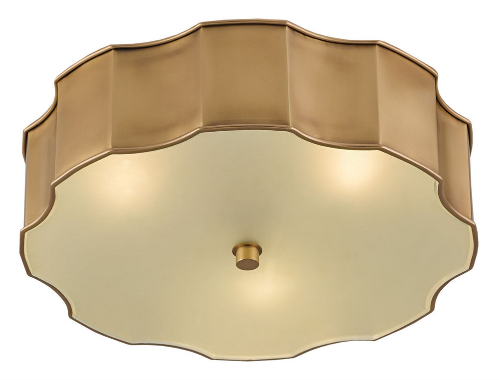 Currey and Company - LED Flush Mount - Wexford - Antique Brass/Frosted- Union Lighting Luminaires Decor