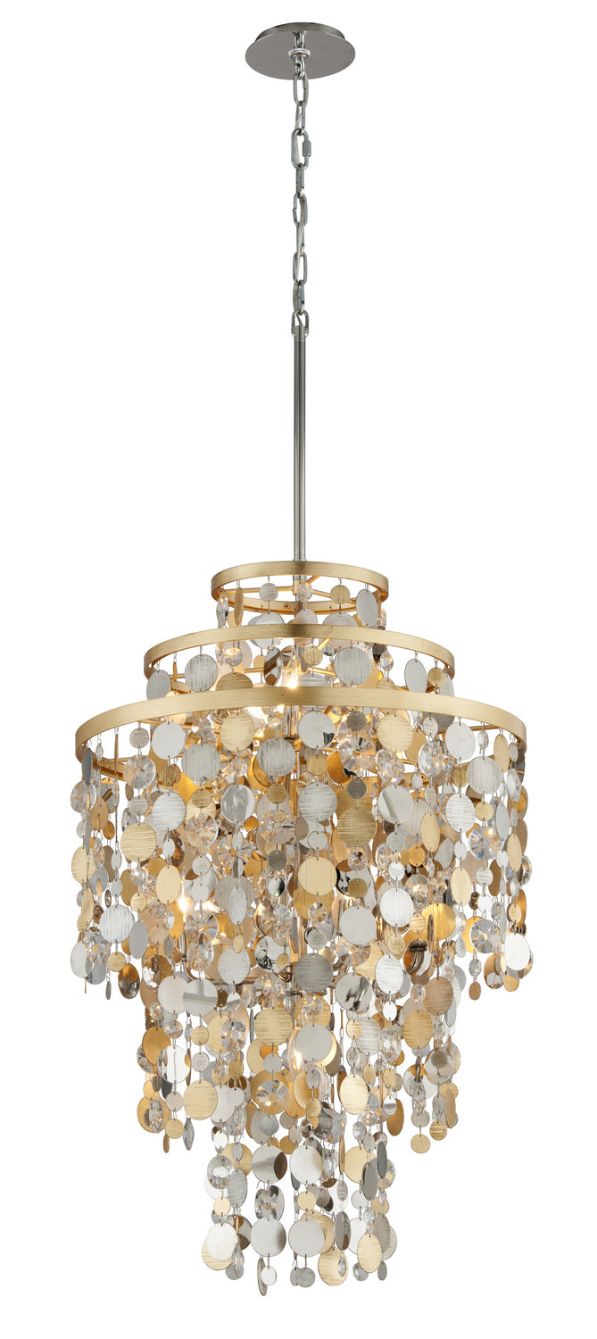 Corbett Lighting - Seven Light Chandelier - Ambrosia - Gold Silver Leaf & Stainless- Union Lighting Luminaires Decor