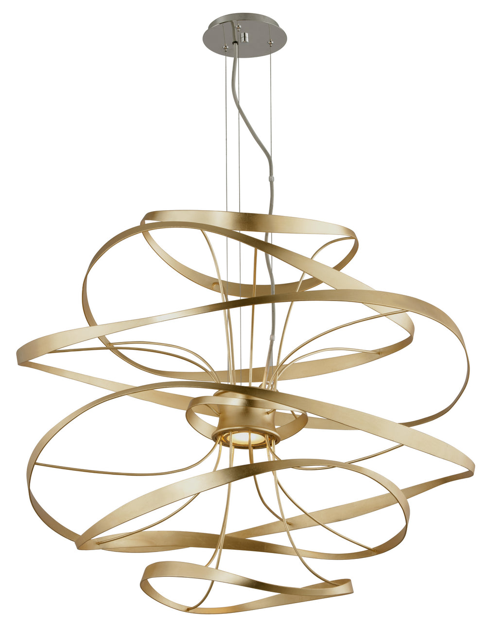 Corbett Lighting Canada - LED Chandelier - Calligraphy - Gold Leaf W Polished Stainless- Union Lighting Luminaires Decor