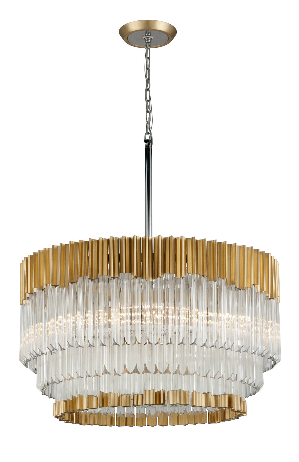Corbett Lighting - Eight Light Chandelier - Charisma - Gold Leaf W Polished Stainless- Union Lighting Luminaires Decor