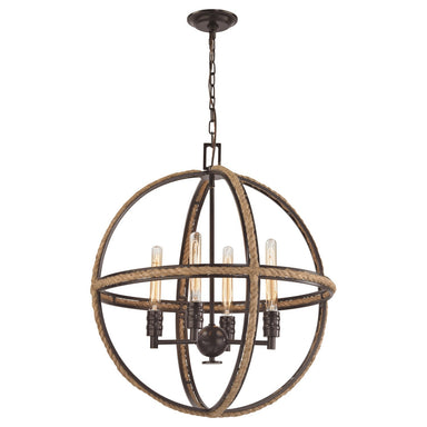 ELK Home - Four Light Chandelier - Natural Rope - Oil Rubbed Bronze- Union Lighting Luminaires Decor