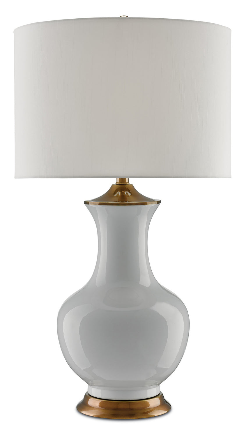 Currey and Company - One Light Table Lamp - Lilou Collection - White/Antique Brass- Union Lighting Luminaires Decor