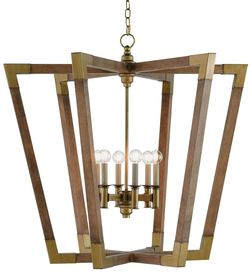 Currey and Company - Six Light Lantern - Bastian - Chestnut/Brass- Union Lighting Luminaires Decor