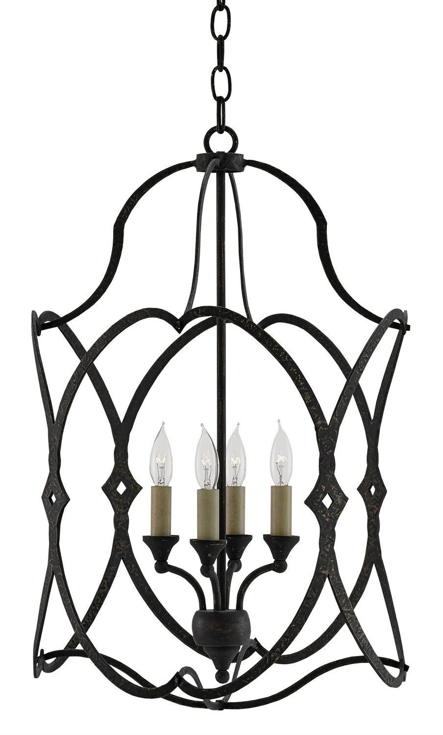 Currey and Company - Four Light Lantern - Charisma Collection - French Black- Union Lighting Luminaires Decor