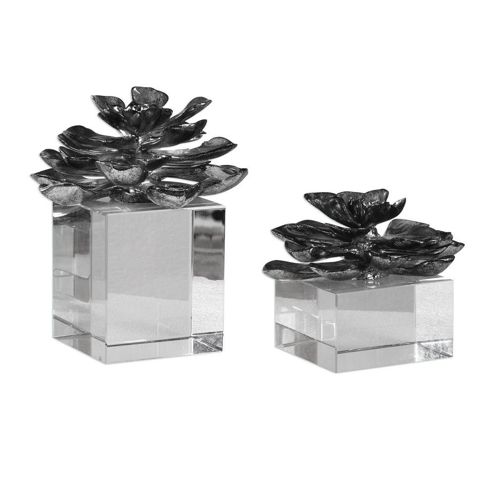 Uttermost - Sculpture, Set/2 - Indian Lotus - Silver- Union Lighting Luminaires Decor