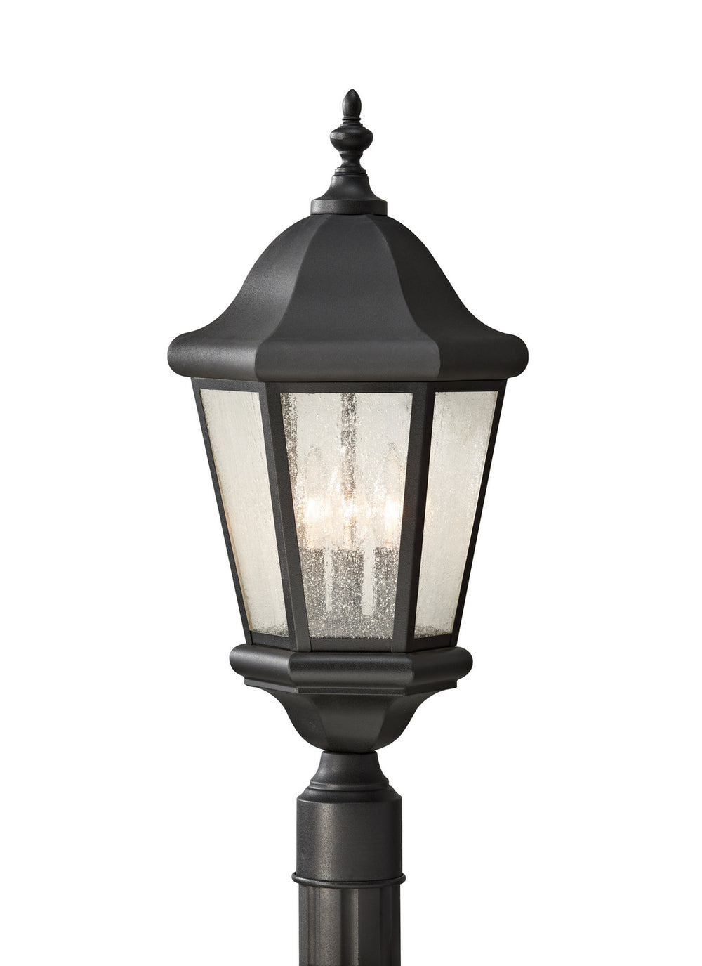 Generation Lighting Canada - Three Light Outdoor Post Lantern - Martinsville - Black- Union Lighting Luminaires Decor