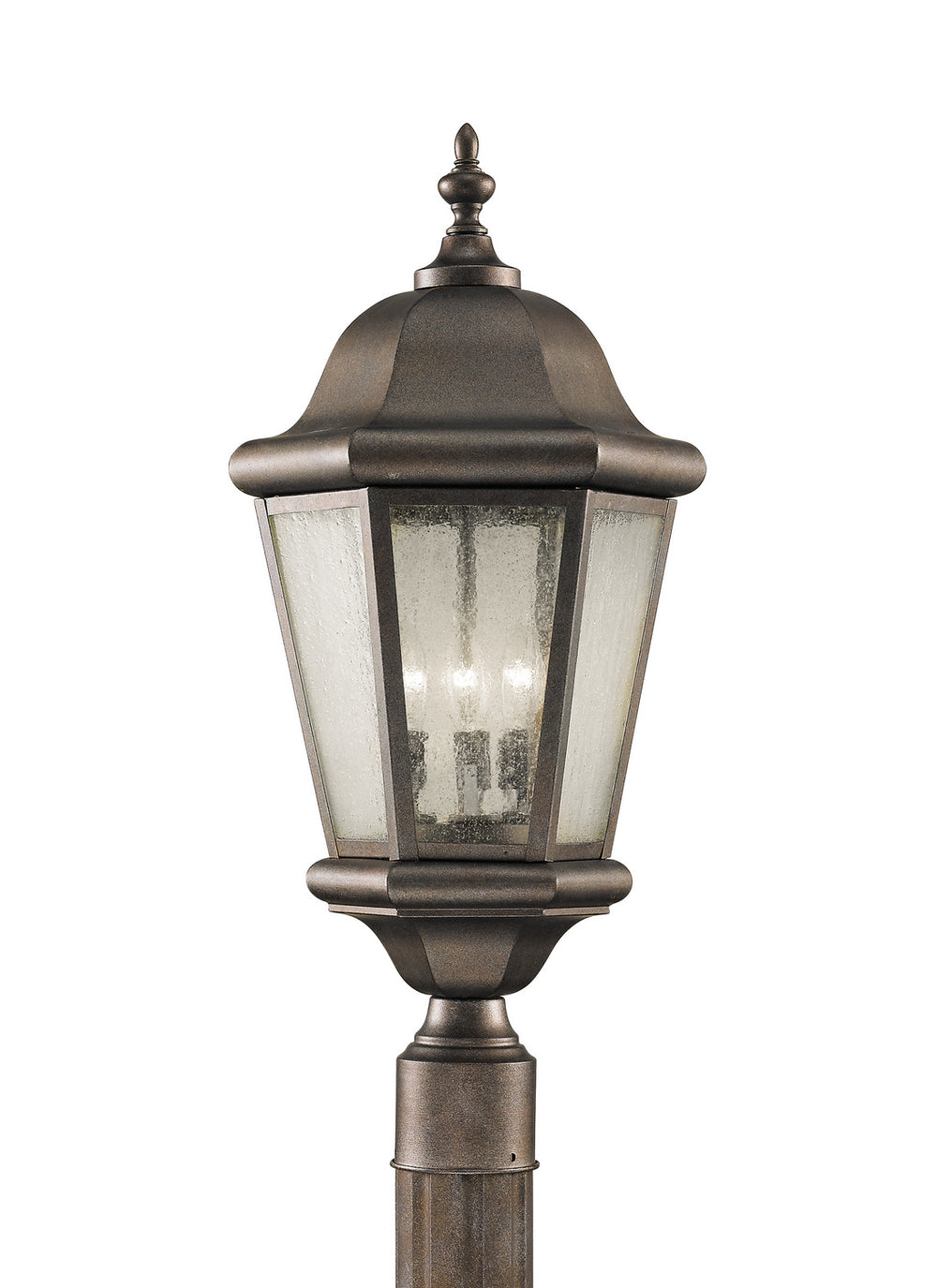 Generation Lighting Canada - Three Light Outdoor Post Lantern - Martinsville - Corinthian Bronze- Union Lighting Luminaires Decor