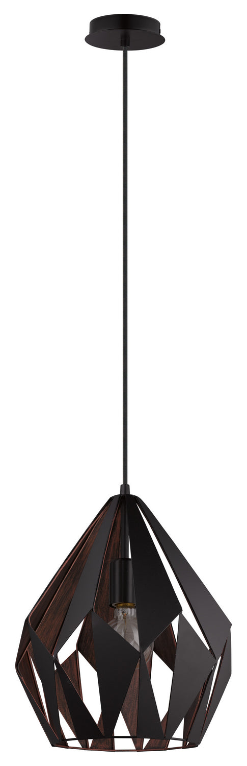 Eglo Canada - One Light Pendant - Carlton 1 - Black & Copper- Union Lighting Luminaires Decor