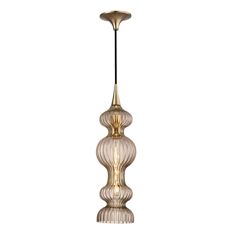 Hudson Valley Canada - One Light Pendant - Pomfret - Aged Brass- Union Lighting Luminaires Decor