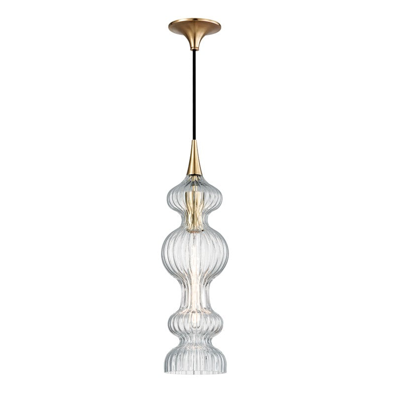 Hudson Valley Canada - One Light Pendant - Pomfret - Aged Brass- Union Lighting Luminaires Decor