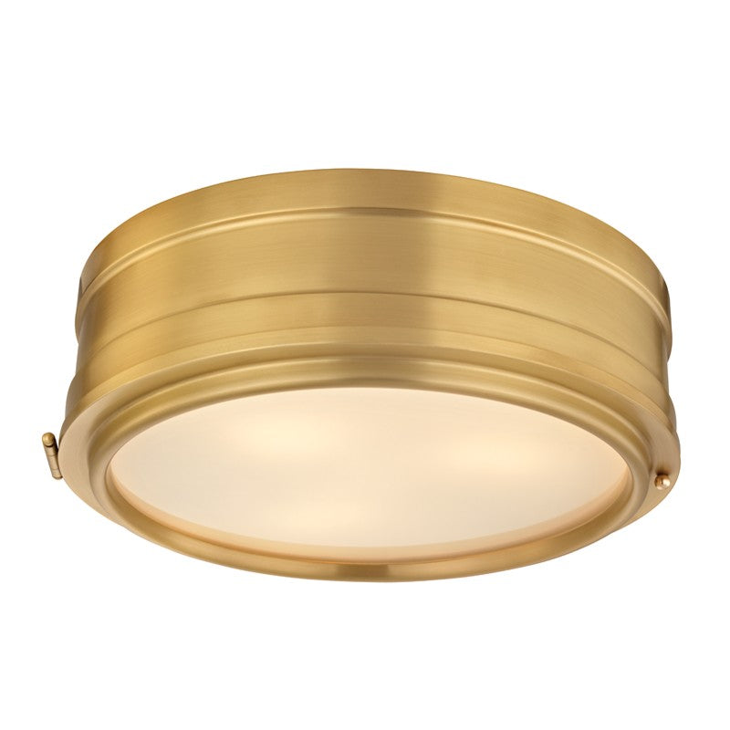 Hudson Valley Canada - Three Light Flush Mount - Rye - Aged Brass- Union Lighting Luminaires Decor