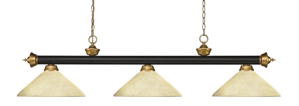 Z-Lite Canada - Three Light Billiard - Riviera - Bronze + Satin Gold- Union Lighting Luminaires Decor
