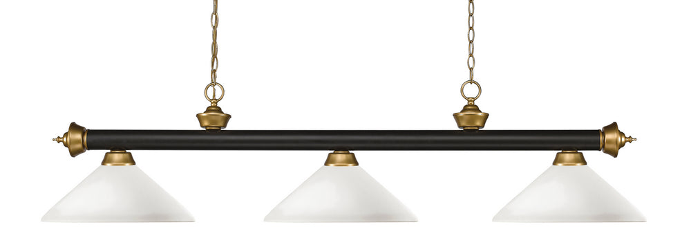 Z-Lite Canada - Three Light Billiard - Riviera - Bronze + Satin Gold- Union Lighting Luminaires Decor