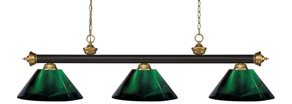 Z-Lite Canada - Three Light Billiard - Riviera - Bronze + Satin Gold- Union Lighting Luminaires Decor