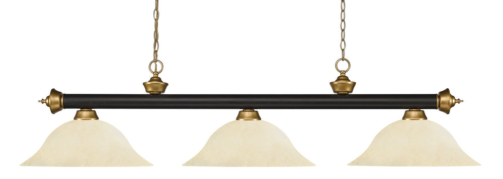 Z-Lite Canada - Three Light Billiard - Riviera - Bronze + Satin Gold- Union Lighting Luminaires Decor