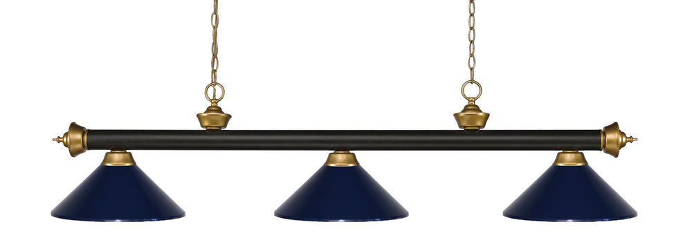 Z-Lite Canada - Three Light Billiard - Riviera - Bronze + Satin Gold- Union Lighting Luminaires Decor